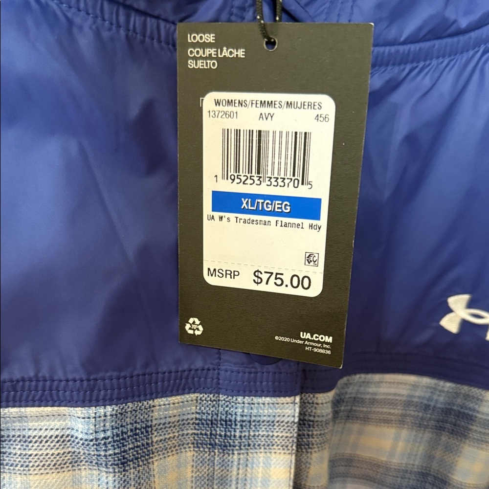Under Armour Women's Blue and White Flannel Hoodie